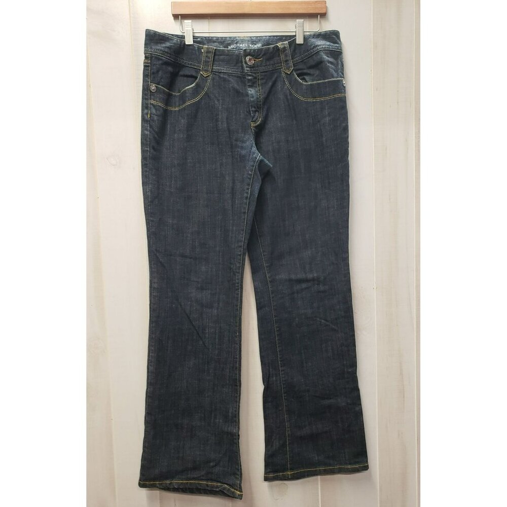 Michael Kors Bootcut Jeans, Women's 12, Dark Wash, Contrast Stitch, Mid Rise